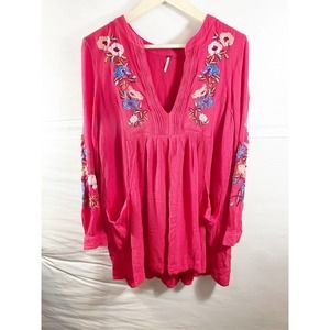 Free People Embroided Floral Midi Dress Size M